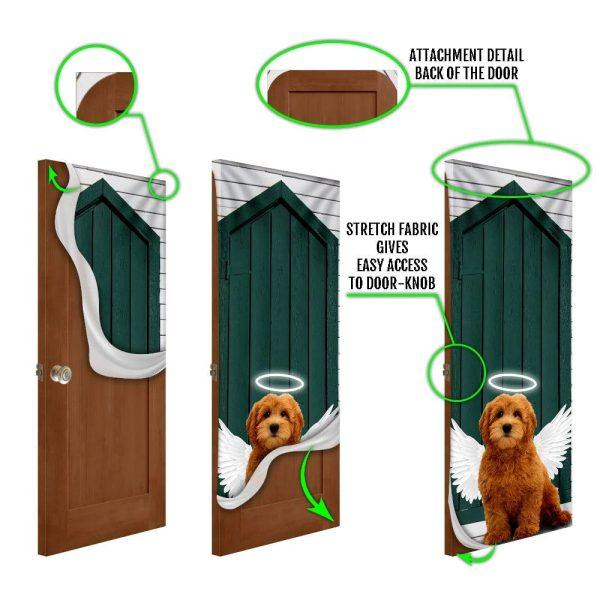 Christmas Door Cover, Angel Goldendoodle Dog Door Cover, Christmas Gift For Dog Lover