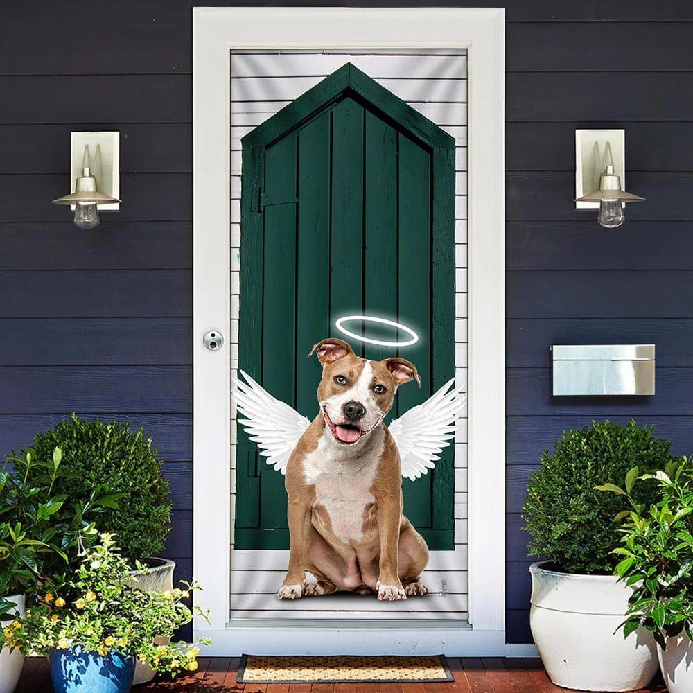Christmas Door Cover, Angel Pit Bull Dog Door Cover, Christmas Gift For Dog Lover Christmas Door Cover, Angel Pit Bull Dog Door Cover, Christmas Gift For Dog Lover