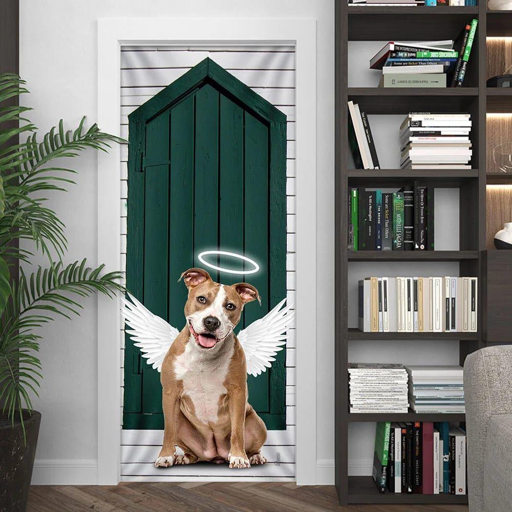 Christmas Door Cover, Angel Pit Bull Dog Door Cover, Christmas Gift For Dog Lover Christmas Door Cover, Angel Pit Bull Dog Door Cover, Christmas Gift For Dog Lover