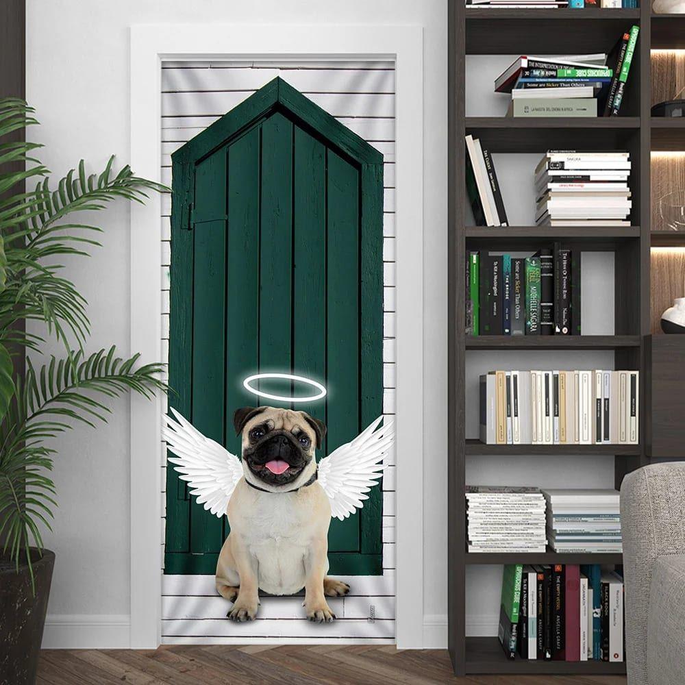 Christmas Door Cover, Angel Pug Dog Door Cover, Christmas Gift For Dog Lover Christmas Door Cover, Angel Pug Dog Door Cover, Christmas Gift For Dog Lover