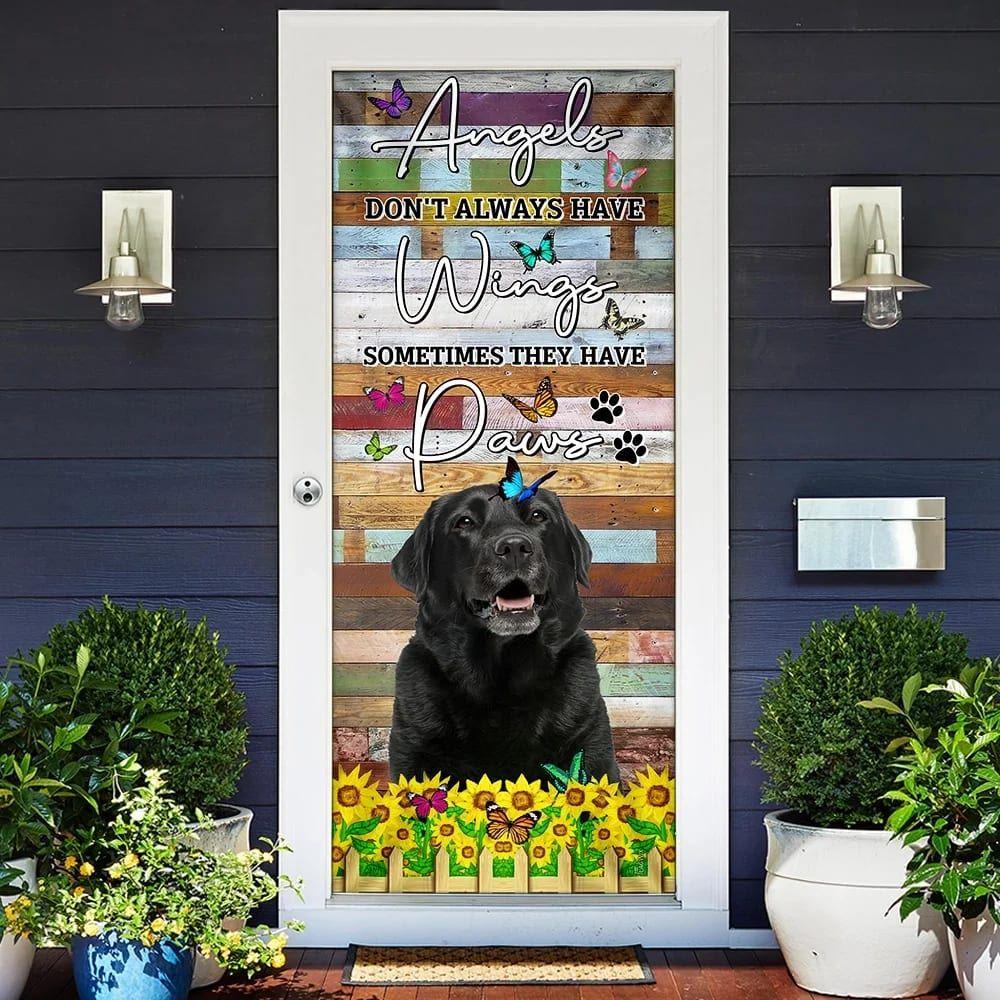 Christmas Door Cover, Angels Don’t Always Have Wings Sometimes They Have Paws, Labrador Door Cover, Christmas Gift For Dog Lover