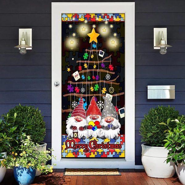 Christmas Door Cover, Autism Family Merry Christmas Door Cover, Xmas Door Covers, Christmas Door Coverings
