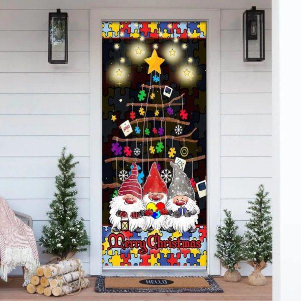 Christmas Door Cover, Autism Family Merry Christmas Door Cover, Xmas Door Covers, Christmas Door Coverings