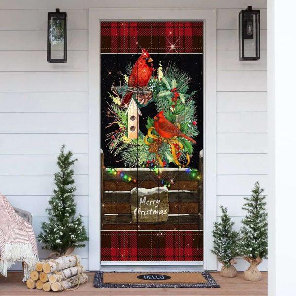 Christmas Door Cover, Beautiful Cardinal Merry Christmas Door Cover, Xmas Door Covers, Christmas Door Coverings