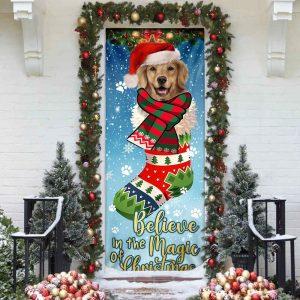 Christmas Door Cover Believe In The Magic Of Christmas Golden Retriever In Sock Door Cover 2 fw3q7h.jpg