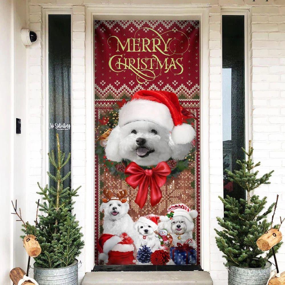Christmas Door Cover, Bichon Frise With Christmas Begins Door Cover Christmas Door Cover, Bichon Frise With Christmas Begins Door Cover