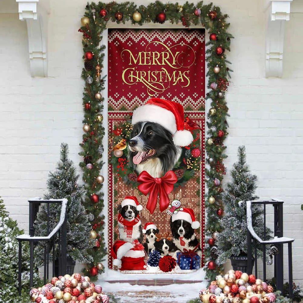 Christmas Door Cover, Border Collie with Christmas Begins Door Cover Christmas Door Cover, Border Collie with Christmas Begins Door Cover
