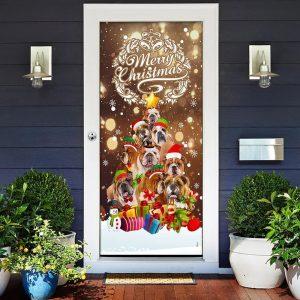 Christmas Door Cover, Bulldog Christmas Tree Door…
