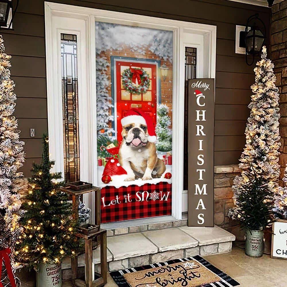 Christmas Door Cover, Bulldog Door Cover, Let It Snow Christmas Door Cover Christmas Door Cover, Bulldog Door Cover, Let It Snow Christmas Door Cover