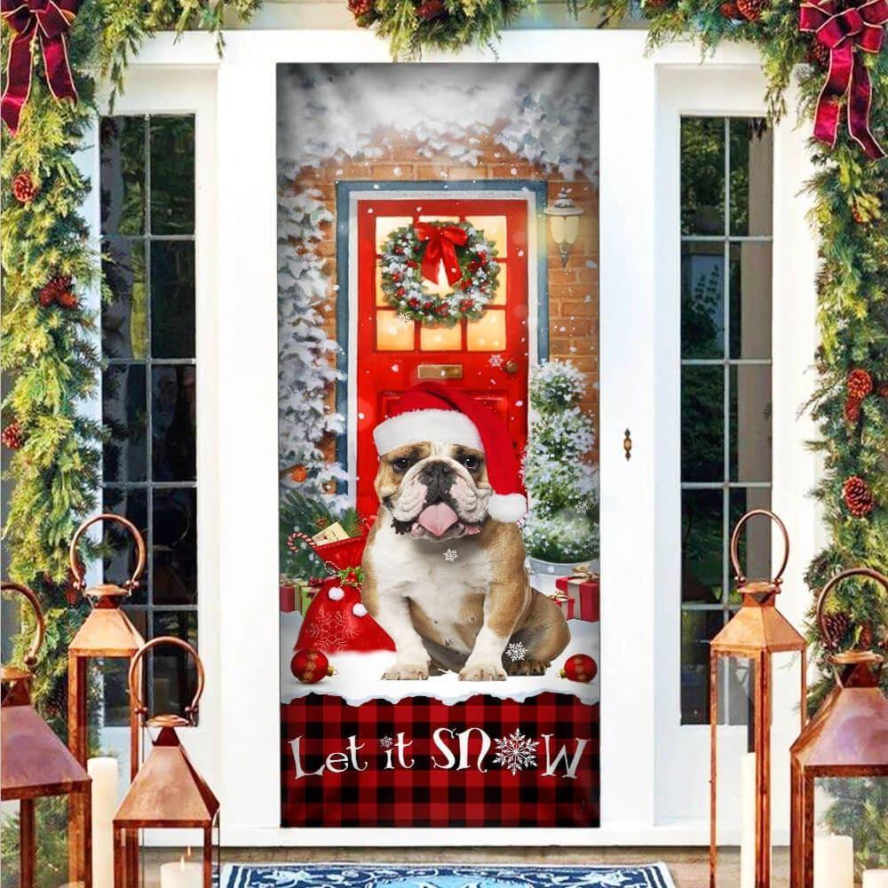 Christmas Door Cover, Bulldog Door Cover, Let It Snow Christmas Door Cover Christmas Door Cover, Bulldog Door Cover, Let It Snow Christmas Door Cover