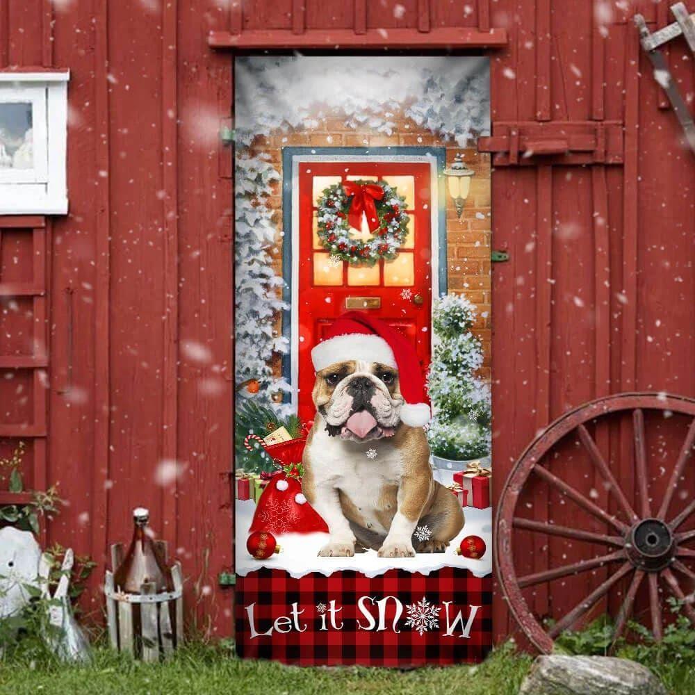 Christmas Door Cover, Bulldog Door Cover, Let It Snow Christmas Door Cover Christmas Door Cover, Bulldog Door Cover, Let It Snow Christmas Door Cover