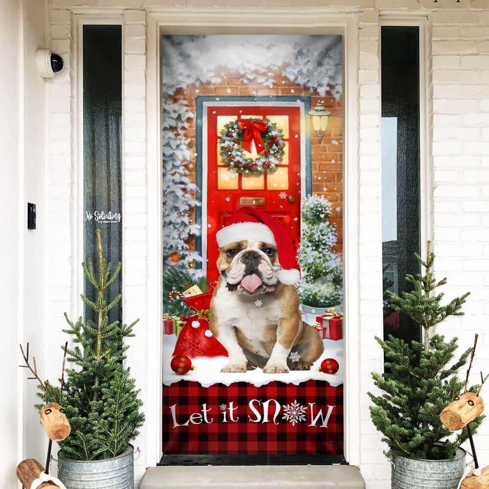 Christmas Door Cover, Bulldog Door Cover, Let It Snow Christmas Door Cover Christmas Door Cover, Bulldog Door Cover, Let It Snow Christmas Door Cover