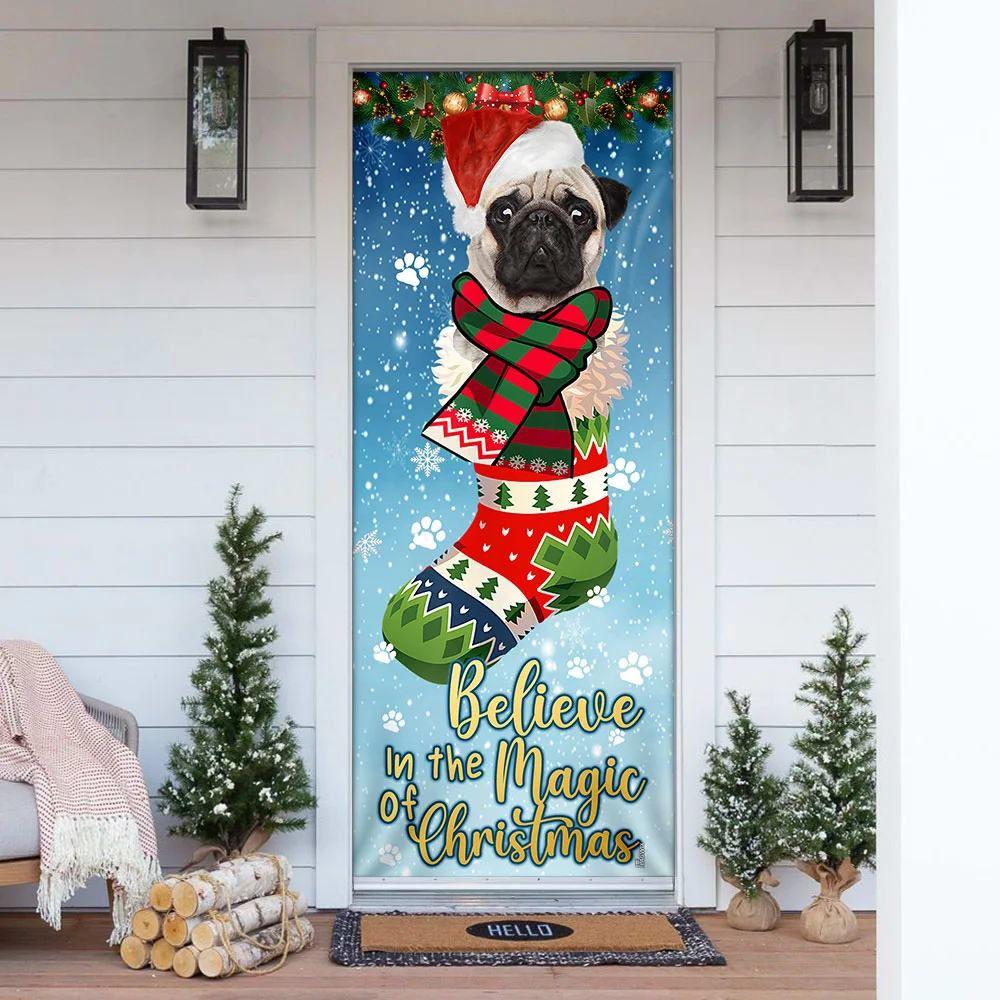 Christmas Door Cover, Bulldog In Sock Door Cover, Believe In The Magic Of Christmas Door Cover Christmas Door Cover, Bulldog In Sock Door Cover, Believe In The Magic Of Christmas Door Cover