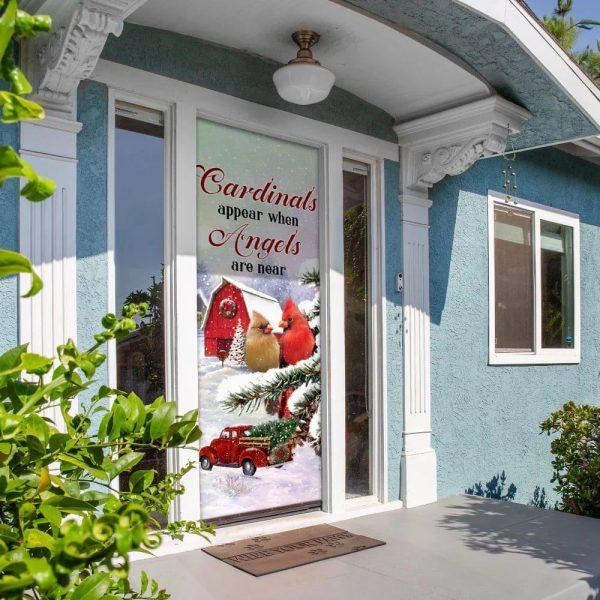 Christmas Door Cover, Cardinals Appear When Angels Are Near Door Cover, Xmas Door Covers, Christmas Door Coverings