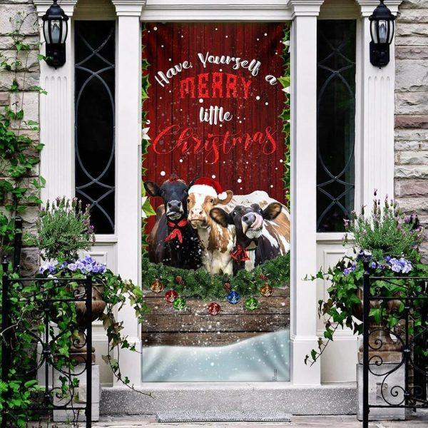 Christmas Door Cover, Cattle Merry Christmas Door Cover, Xmas Door Covers, Christmas Door Coverings