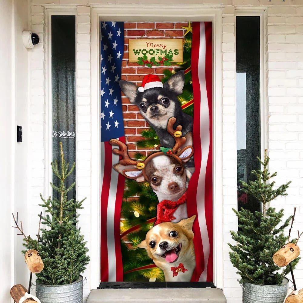 Christmas Door Cover, Chihuahua Door Cover Merry Woofmas, Housewarming Gifts Christmas Door Cover, Chihuahua Door Cover Merry Woofmas, Housewarming Gifts