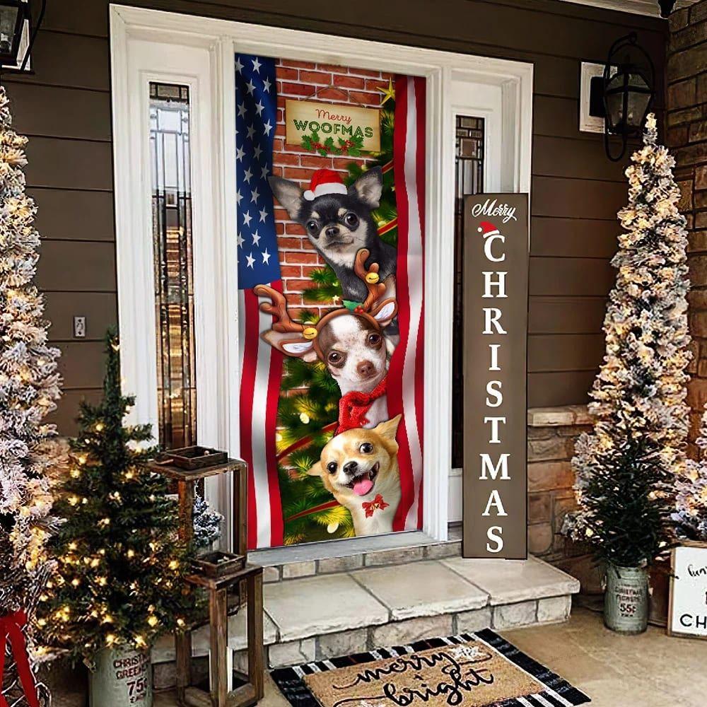 Christmas Door Cover, Chihuahua Door Cover Merry Woofmas, Housewarming Gifts Christmas Door Cover, Chihuahua Door Cover Merry Woofmas, Housewarming Gifts