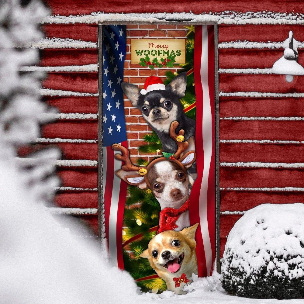 Christmas Door Cover, Chihuahua Door Cover Merry Woofmas, Housewarming Gifts Christmas Door Cover, Chihuahua Door Cover Merry Woofmas, Housewarming Gifts