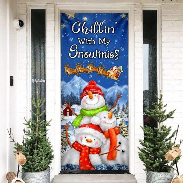 Christmas Door Cover, Chillin’ With My Snowmies Door Cover, Snowman Door Cover