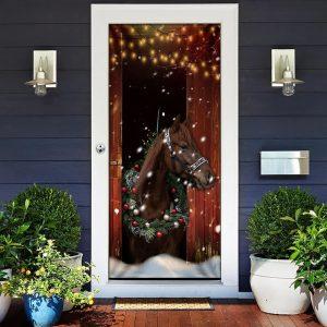 Christmas Door Cover, Christmas Barn Horse Door…