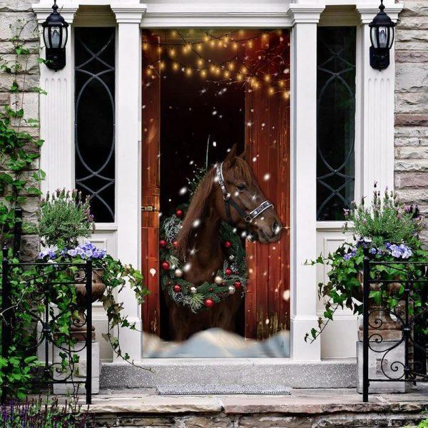 Christmas Door Cover, Christmas Barn Horse Door Cover, Xmas Door Covers, Christmas Door Coverings