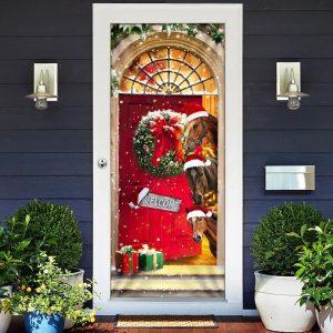 Christmas Door Cover, Christmas Begins With Horses…