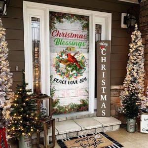 Christmas Door Cover, Christmas Cardinal Door Cover Christmas Blessings Love, Peace, Joy, Xmas Door Covers, Christmas Door Coverings