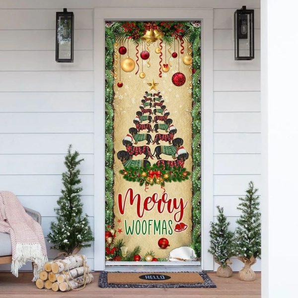 Christmas Door Cover, Christmas Dachshunds Tree Door Cover, Door Christmas Cover