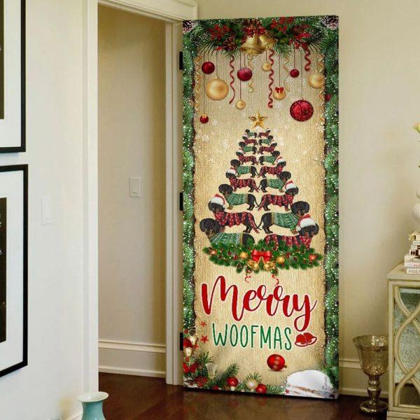 Christmas Door Cover, Christmas Dachshunds Tree Door Cover, Door Christmas Cover