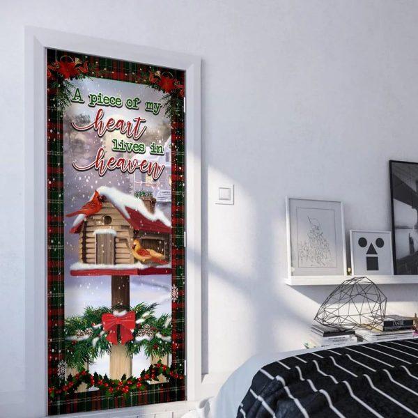 Christmas Door Cover, Christmas Door Cover A Piece Of My Heart Live In Heaven, Cardinal, Xmas Door Covers, Christmas Door Coverings