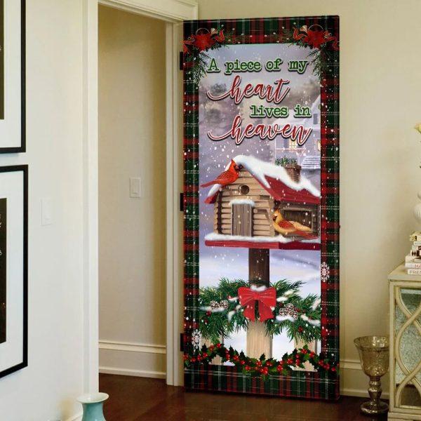 Christmas Door Cover, Christmas Door Cover A Piece Of My Heart Live In Heaven, Cardinal, Xmas Door Covers, Christmas Door Coverings