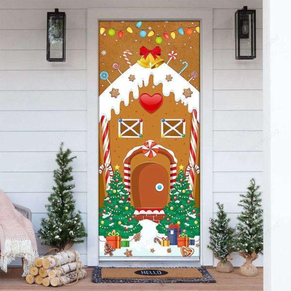 Christmas Door Cover, Christmas Gingerbread House Door Covers Festive Holiday Window Decorations, Xmas Door Covers, Christmas Door Coverings