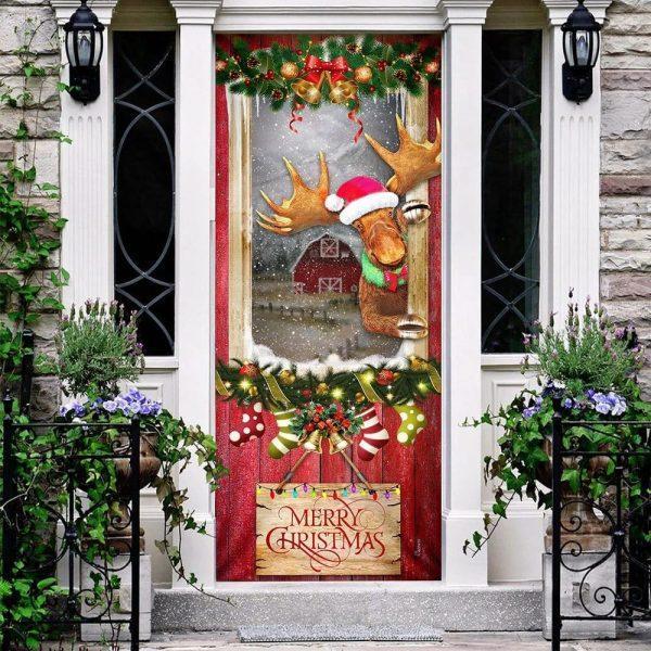 Christmas Door Cover, Christmas Moose Door Cover, Xmas Door Covers, Christmas Door Coverings