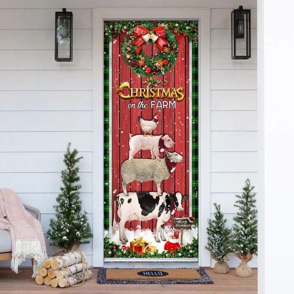 Christmas Door Cover, Christmas On The Farm Cattle Door Cover, Xmas Door Covers, Christmas Door Coverings