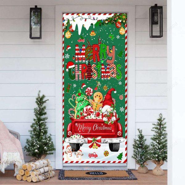 Christmas Door Cover, Christmas Red Truck Door Cover Festive Gnome Gingerbread Tree, Xmas Door Covers, Christmas Door Coverings