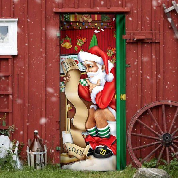 Christmas Door Cover, Christmas Santa Door Cover Funny