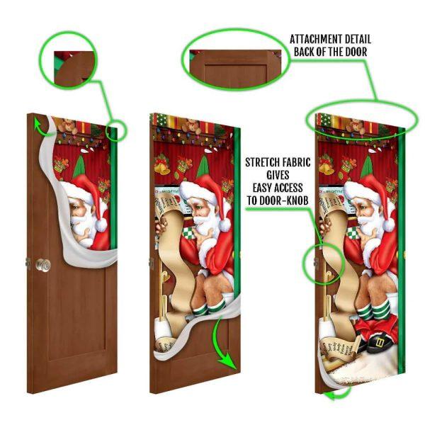 Christmas Door Cover, Christmas Santa Door Cover Funny