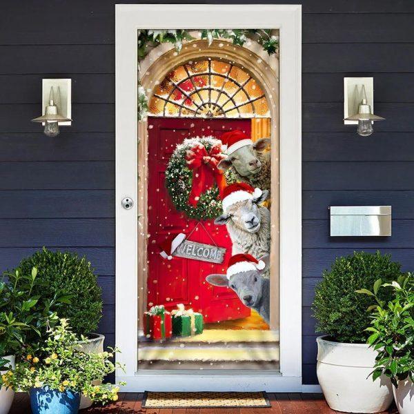 Christmas Door Cover, Christmas With My Herd Sheep Cattle Farmer Door Cover, Xmas Door Covers, Christmas Door Coverings
