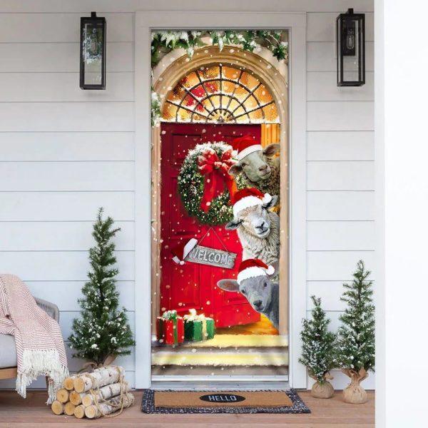 Christmas Door Cover, Christmas With My Herd Sheep Cattle Farmer Door Cover, Xmas Door Covers, Christmas Door Coverings