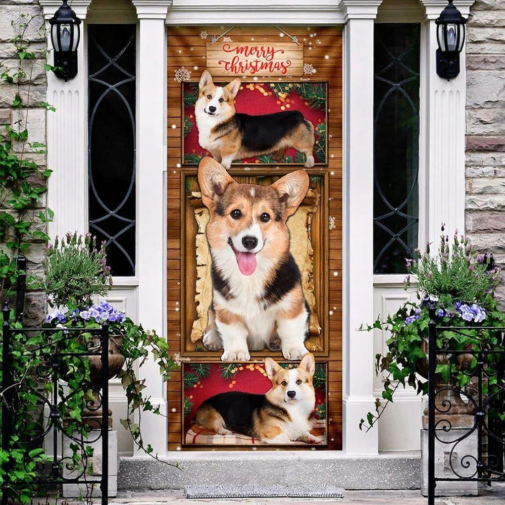 Christmas Door Cover, Corgi Christmas Door Cover, Gift For Corgi Lover Christmas Door Cover, Corgi Christmas Door Cover, Gift For Corgi Lover
