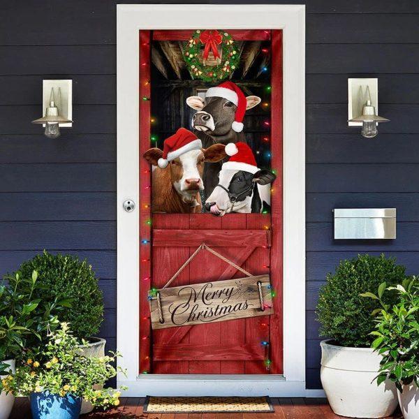 Christmas Door Cover, Cow Cattle, Cow Lover Gifts, Xmas Door Covers, Christmas Door Coverings