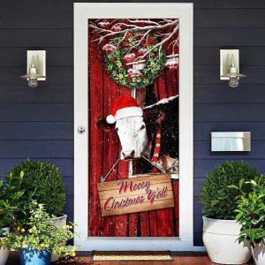 Christmas Door Cover, Cow Cattle Mooey Christmas…