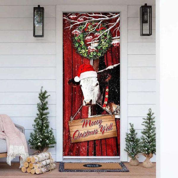 Christmas Door Cover, Cow Cattle Mooey Christmas Door Cover, Xmas Door Covers, Christmas Door Coverings