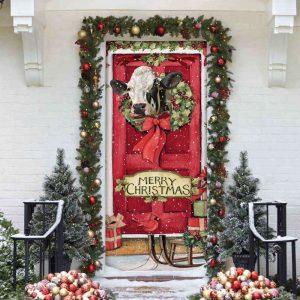 Christmas Door Cover, Cow Merry Christmas Door…