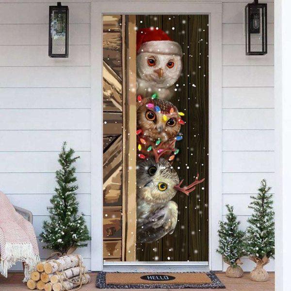 Christmas Door Cover, Cute Owl Christmas Door Cover, Xmas Door Covers, Christmas Door Coverings