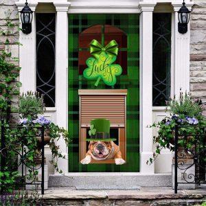 Christmas Door Cover, English Bulldog Lucky green…