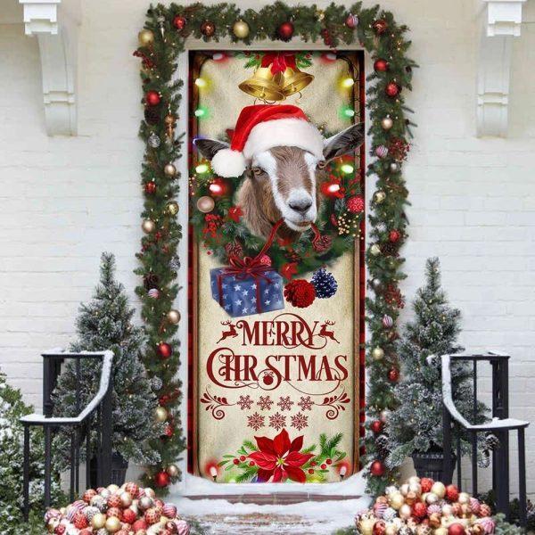 Christmas Door Cover, Farm Cattle Goat Merry Christmas Door Cover, Xmas Door Covers, Christmas Door Coverings
