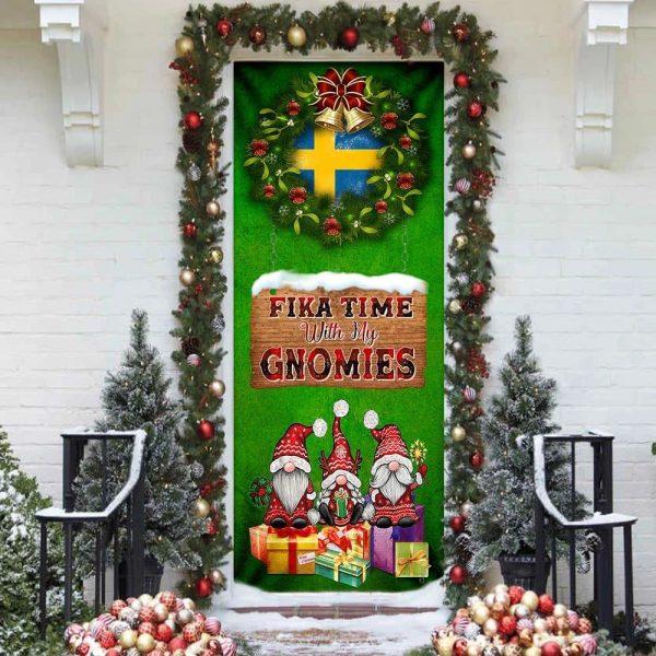 Christmas Door Cover, Fika Time With My Gnomies Door Cover, Swedish Heritage Gnome Door Cover