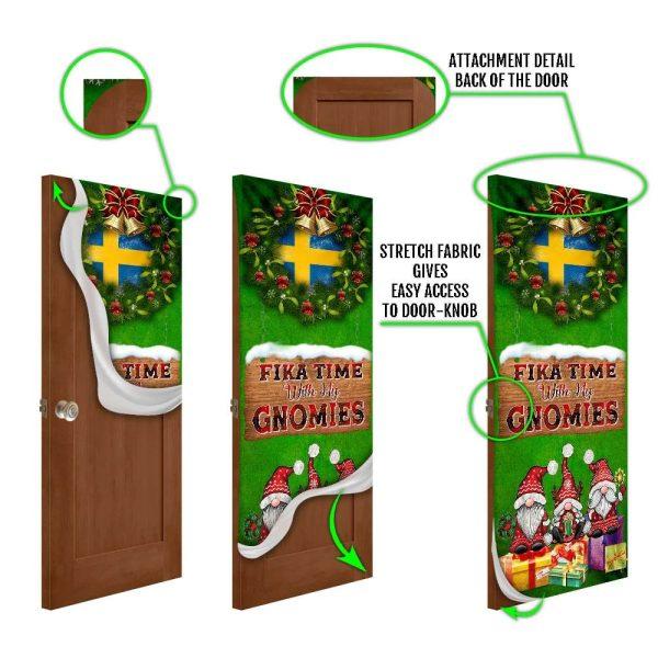Christmas Door Cover, Fika Time With My Gnomies Door Cover, Swedish Heritage Gnome Door Cover