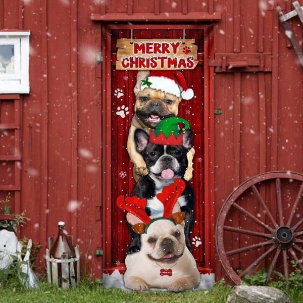 Christmas Door Cover, Frenchie Merry Christmas Door Cover